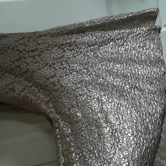 Free People Ombre Lace Dress fit 'n' flare Metallic Gold Foil Olive / Khaki Sz S - Picture 10 of 14